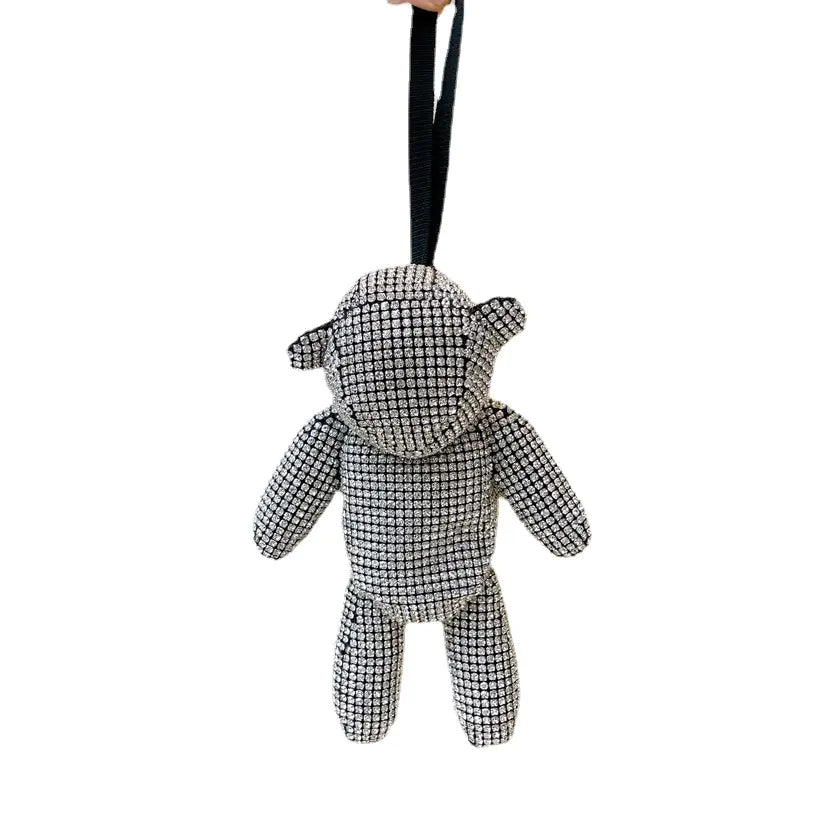 "Small Bear Diamond Inlaid Fashion Handbag" My store