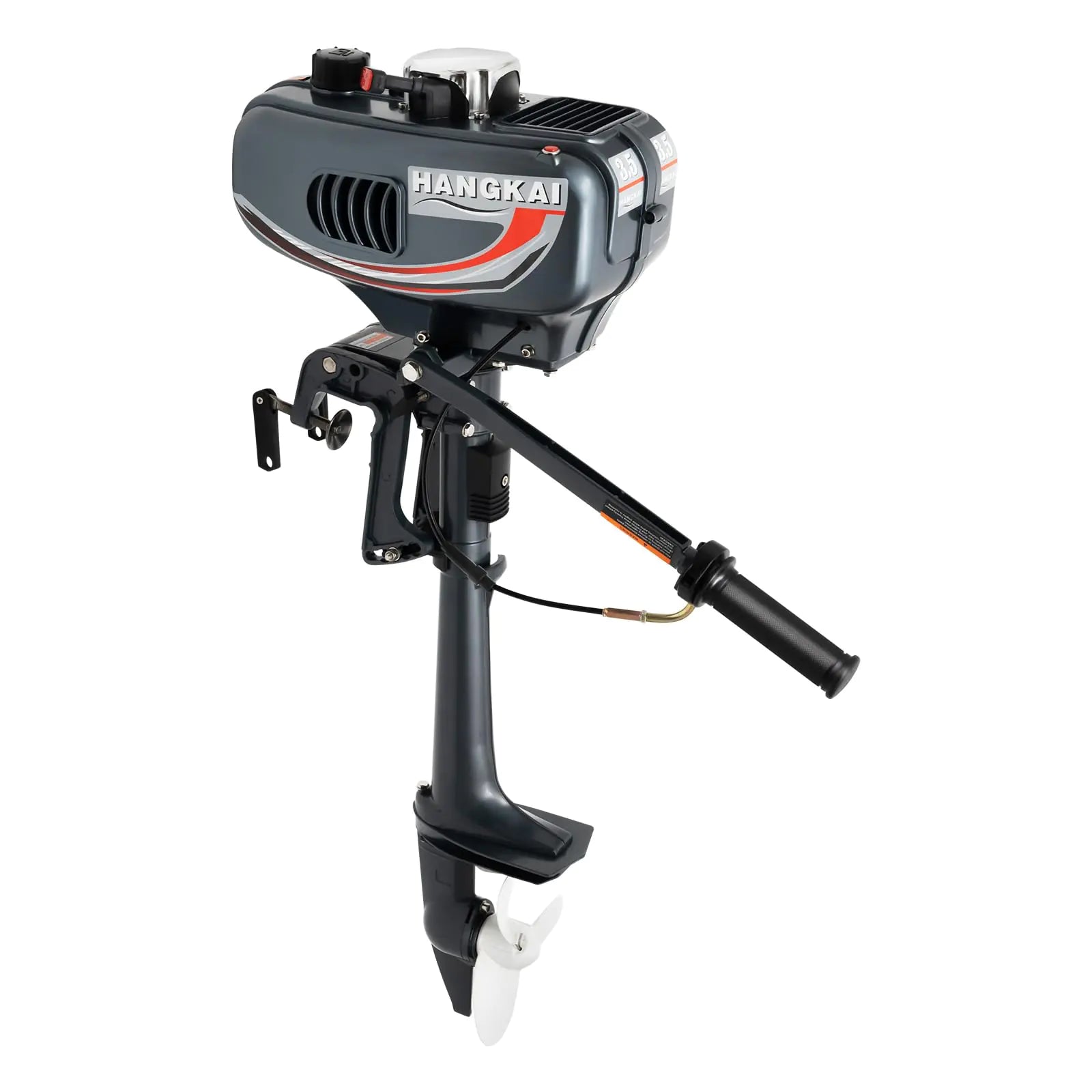 2 Stroke 3.5HP Outboard Motor HANGKAI Heavy Duty Fishing Boat Engine Outboard Boat Motor Short Shaft Boat Motor with with CDI Ignition System Water Cooling System 4000-5000r/min