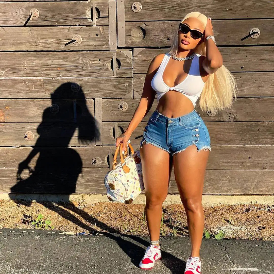 "Trendy Women's Elastic Denim Shorts" My store