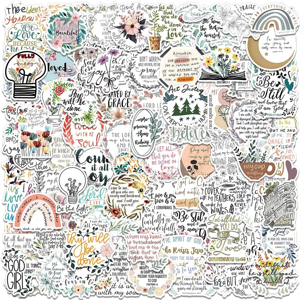 100PCS Christian StickersBible Stickers for Water BottlesWaterproof Jesus Stickers Bible Verse Stickers for Laptops Phone CasesScrapbooks Vinyl Stickers Religious Verses for Kids Teens My Store