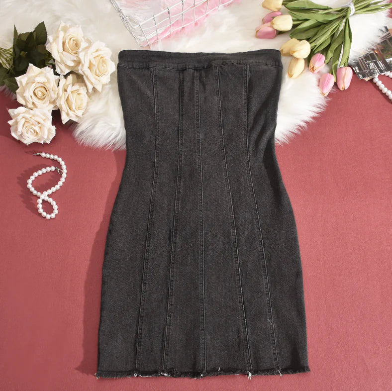 "Sexy Backless Strapless Denim Dress" My store