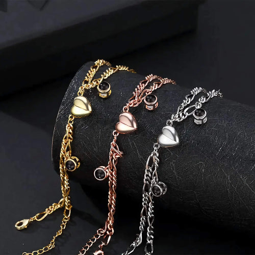 Stylish Couple Bracelets in gold, rose gold, and silver options from My Store, designed for expressing love with a special projection.