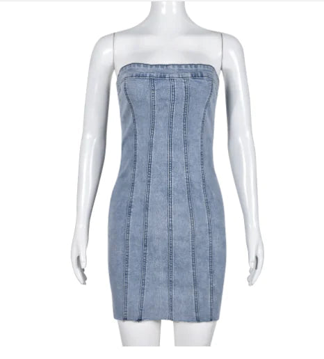 "Sexy Backless Strapless Denim Dress" My store