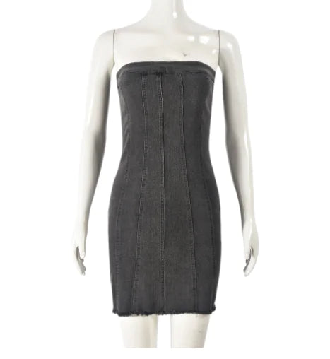 "Sexy Backless Strapless Denim Dress" My store