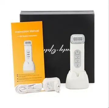 Thermage RF Beauty Device for Facial Tightening displayed with an instruction manual and accessories in a stylish box from My store.